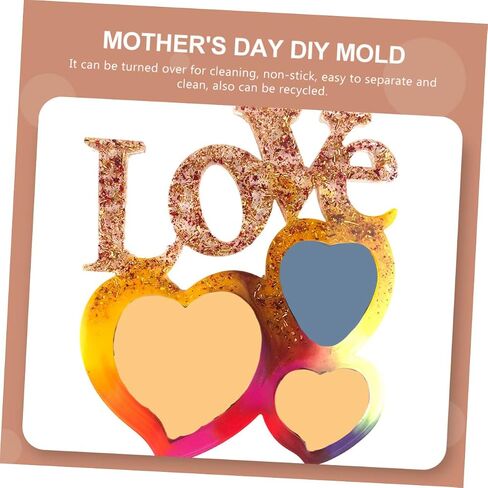 Gadpiparty 2pcs Epoxy Photo Frame Mold for Mother's Day Crafts Heart-Shaped Easy Demoulding Safe Material for Creative Home Decor in Saudi Arabia