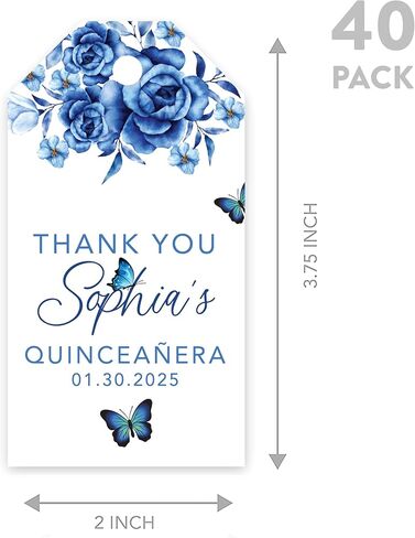 Andaz Press 40 pack Quinceañera Favor Taves with String ، Classic شكرًا لك على الاحتفال مع علامات الهدايا مع صورة مخصصة لـ Mis Quince Años ، XV ، عيد ميلاد 15 ، لصالح الهدايا in Saudi Arabia