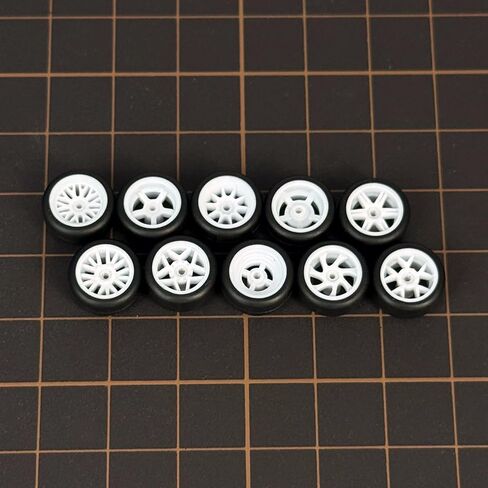 WAVEIST 1/64 Wheels and Tires,Real Rider Series,for Car Culture, The Same Color Electroplated silver but Different Styles,10 sets in a Pack.(Electroplated silver) in Kuwait