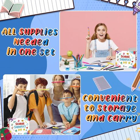72 Pcs School Supplies Gift Box Set, Back to School Supplies Primary Middle College Bundle Essential Stuff Bulk Pen Notebook Colorful Stationery for Teacher Student Classroom in Saudi Arabia