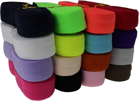 yong 20mm طية على مرنة 32 ياردة 3/4 بوصة واسعة ملونة شرائط مرنة لخياطة الخصر headbands الطفلة فتاة القوس diy لوازم ومشاريع لوازم in Kuwait