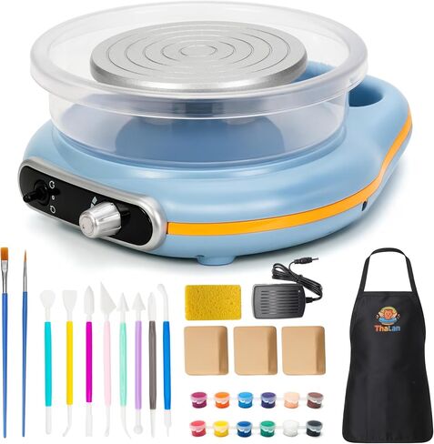ThaLan Pottery Wheel for Kids, Mini Pottery Wheel Kit for Kids and Beginners, 4.7’’ Electric Pottery Wheel, Adjustable Speed, Low Noise, Precision Control, 8Pcs Pottery Tools, (Blue) in Saudi Arabia