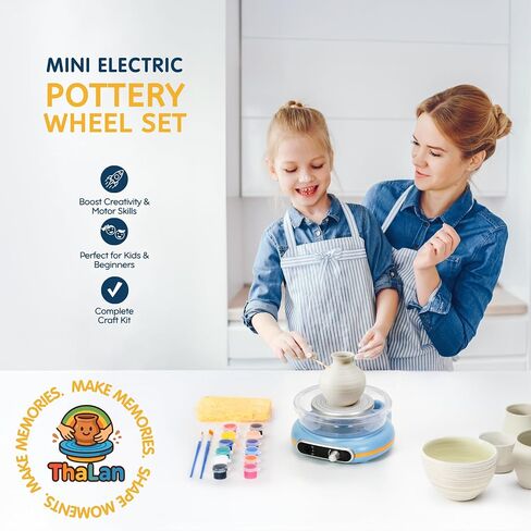 ThaLan Pottery Wheel for Kids, Mini Pottery Wheel Kit for Kids and Beginners, 4.7’’ Electric Pottery Wheel, Adjustable Speed, Low Noise, Precision Control, 8Pcs Pottery Tools, (Blue) in Saudi Arabia