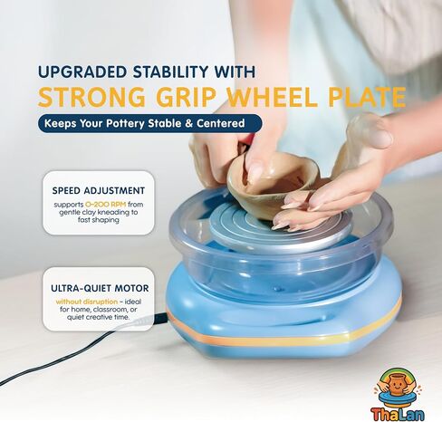ThaLan Pottery Wheel for Kids, Mini Pottery Wheel Kit for Kids and Beginners, 4.7’’ Electric Pottery Wheel, Adjustable Speed, Low Noise, Precision Control, 8Pcs Pottery Tools, (Blue) in Saudi Arabia