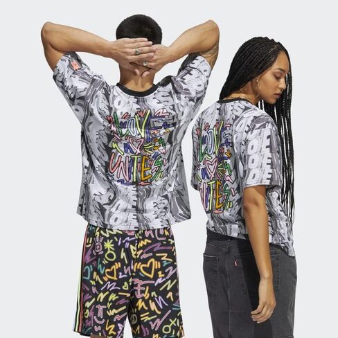 تي شيرت نسائي مطبوع عليه Love Unites Doodle من adidas Originals in Saudi Arabia