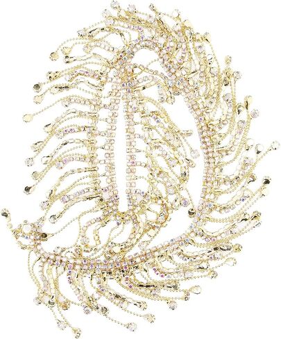 Tassel Chain, 36 in Rhinestone Fringe Bridal Applique Trim Crystal Clothing Bag Wedding Decoration Jewelry Sewing DIY Crafts(Gold) in Saudi Arabia