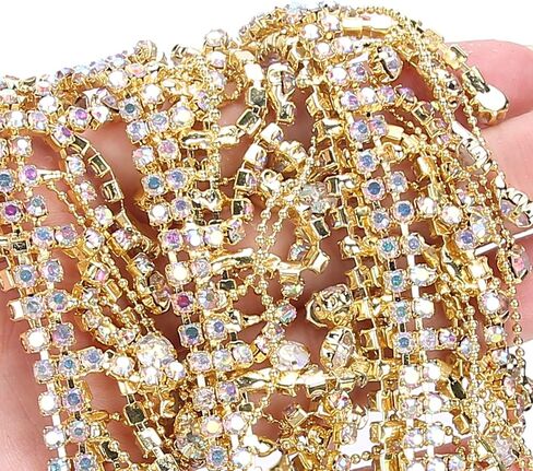 Tassel Chain, 36 in Rhinestone Fringe Bridal Applique Trim Crystal Clothing Bag Wedding Decoration Jewelry Sewing DIY Crafts(Gold) in Saudi Arabia