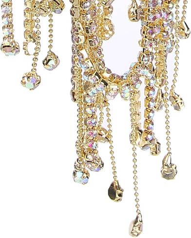 Tassel Chain, 36 in Rhinestone Fringe Bridal Applique Trim Crystal Clothing Bag Wedding Decoration Jewelry Sewing DIY Crafts(Gold) in Saudi Arabia