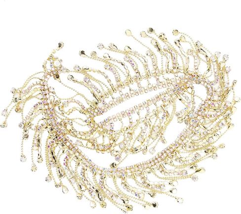 Tassel Chain, 36 in Rhinestone Fringe Bridal Applique Trim Crystal Clothing Bag Wedding Decoration Jewelry Sewing DIY Crafts(Gold) in Saudi Arabia