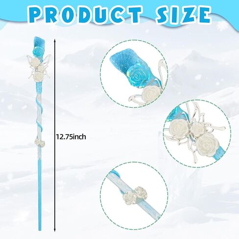 Rileryan Handcrafted Crystal Gemstone Fairy Wands Princess Wand Magic Wand for Witch Wizard Halloween Christmas Decor Accessories Birthday Gift (Blue) in Kuwait