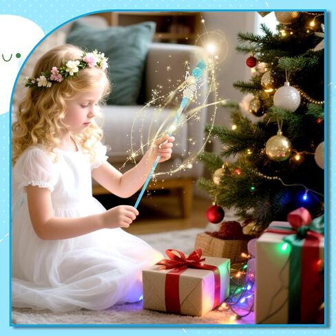 Rileryan Handcrafted Crystal Gemstone Fairy Wands Princess Wand Magic Wand for Witch Wizard Halloween Christmas Decor Accessories Birthday Gift (Blue) in Kuwait