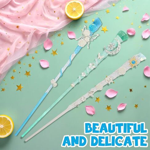 Rileryan Handcrafted Crystal Gemstone Fairy Wands Princess Wand Magic Wand for Witch Wizard Halloween Christmas Decor Accessories Birthday Gift (Blue) in Kuwait