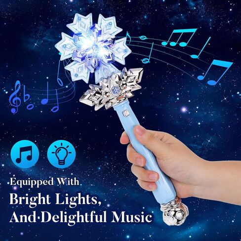 Snowflake Fairy Wand: Spray Light Up Princess Wand with Music for Girls Princess Cosplay Birthday Party Favors Blue (Without Batteries) in Kuwait
