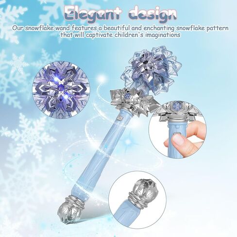 Snowflake Fairy Wand: Spray Light Up Princess Wand with Music for Girls Princess Cosplay Birthday Party Favors Blue (Without Batteries) in Kuwait
