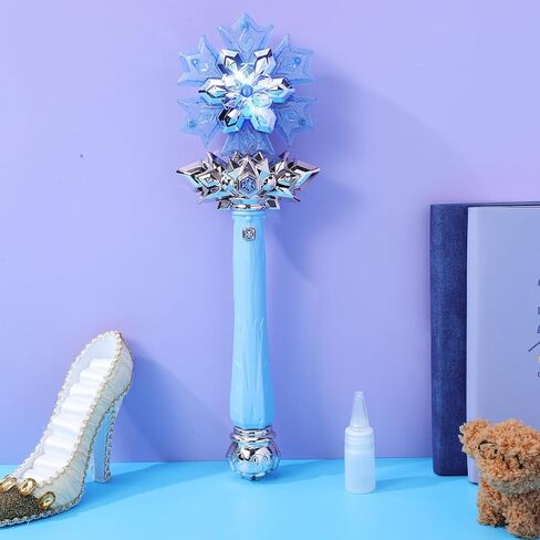 Snowflake Fairy Wand: Spray Light Up Princess Wand with Music for Girls Princess Cosplay Birthday Party Favors Blue (Without Batteries) in Kuwait