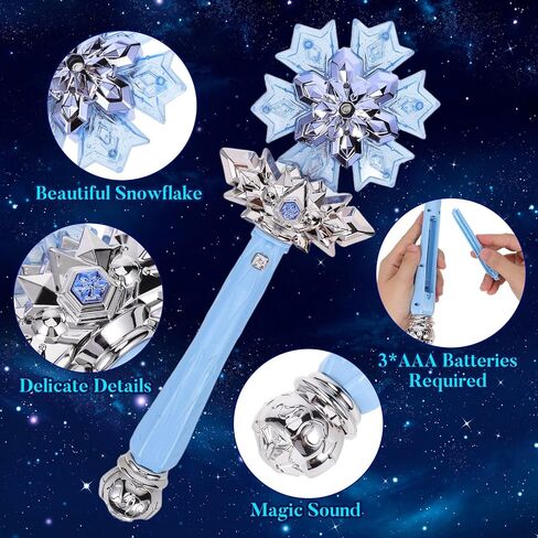 Snowflake Fairy Wand: Spray Light Up Princess Wand with Music for Girls Princess Cosplay Birthday Party Favors Blue (Without Batteries) in Kuwait