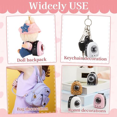 4 Pcs Mini Doll Backpack Set, Realistic Miniature Pet Carrier & Backpack Keychain, 4 Styles Doll Accessories for 17 cm Dolls in Saudi Arabia