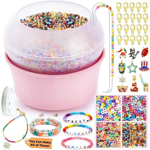 Clay Bead Spinner for Jewelry Making Necklace Bracelet Maker Machine - Electric Bead Spinner Kit with 2 Big Eye Needles & Accessories Friendship Cute Trendy Unique Waist Beads Birthday Gifts - Blue in Saudi Arabia