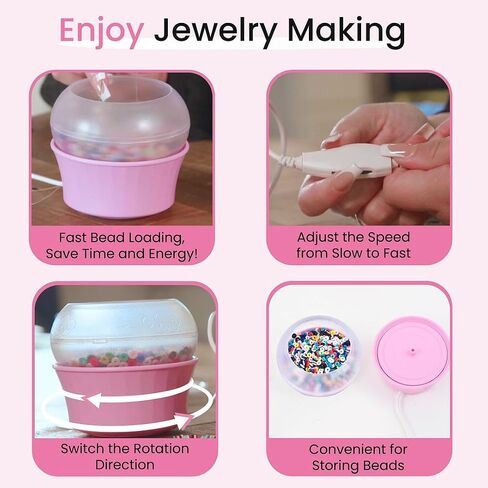 Clay Bead Spinner for Jewelry Making Necklace Bracelet Maker Machine - Electric Bead Spinner Kit with 2 Big Eye Needles & Accessories Friendship Cute Trendy Unique Waist Beads Birthday Gifts - Blue in Saudi Arabia