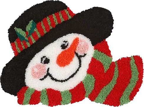 TEZKIM Latch Hook Rug Kits for Adults Kids DIY Christmas Snowman Tapestry Kits with Printed Canvas Doormat Rug Making Kits Needlework Arts Crafts Sewing Carpet Home Decoration 20.5Inch X13.8Inch in Kuwait