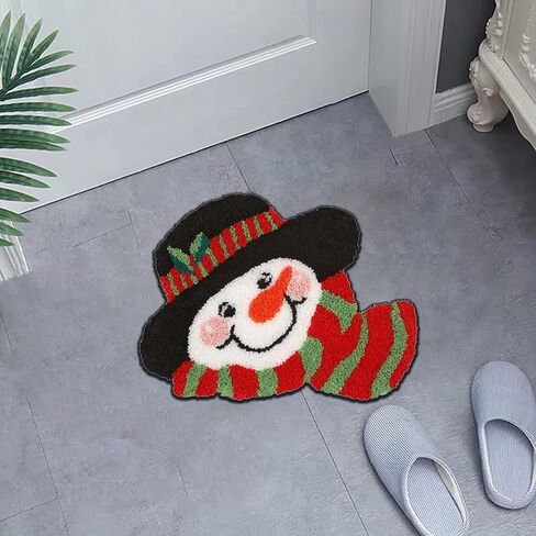 TEZKIM Latch Hook Rug Kits for Adults Kids DIY Christmas Snowman Tapestry Kits with Printed Canvas Doormat Rug Making Kits Needlework Arts Crafts Sewing Carpet Home Decoration 20.5Inch X13.8Inch in Kuwait