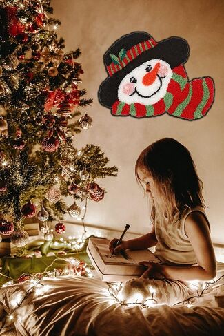 TEZKIM Latch Hook Rug Kits for Adults Kids DIY Christmas Snowman Tapestry Kits with Printed Canvas Doormat Rug Making Kits Needlework Arts Crafts Sewing Carpet Home Decoration 20.5Inch X13.8Inch in Kuwait