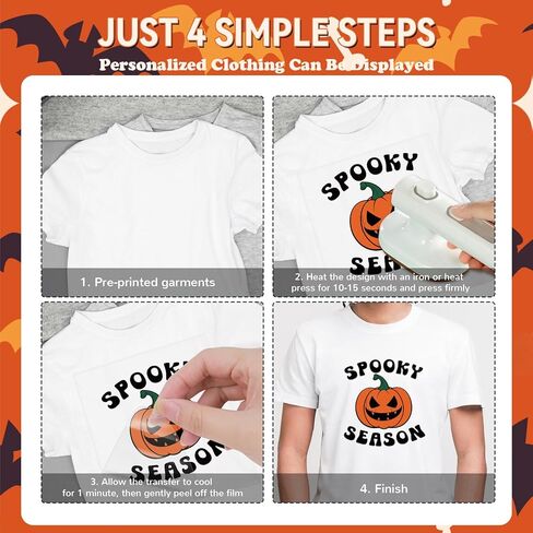 Transfers Halloween DTF جاهزة للضغط - 20 ورقة من Ghost Pumpkin Iron على عمليات النقل لملصقات Terts ، و Retro Boo Heat Transfer Finyl ، الحديد المخيف على شارات لأكياس الملابس DIY in Kuwait