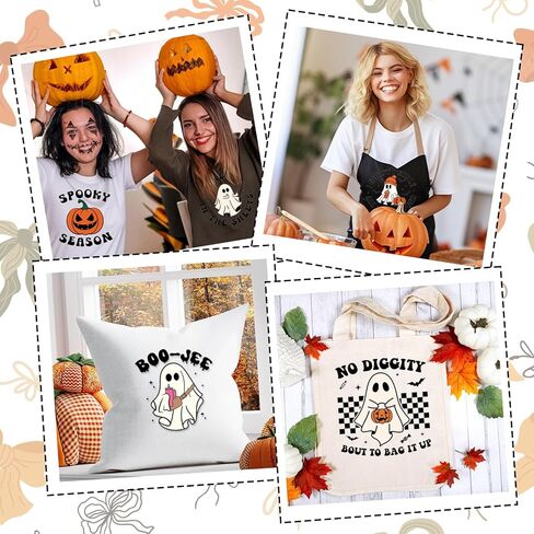 Transfers Halloween DTF جاهزة للضغط - 20 ورقة من Ghost Pumpkin Iron على عمليات النقل لملصقات Terts ، و Retro Boo Heat Transfer Finyl ، الحديد المخيف على شارات لأكياس الملابس DIY in Kuwait