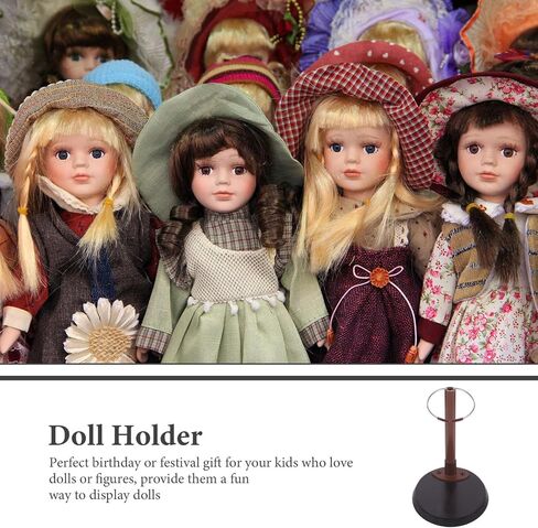 NUOBESTY 1pc Doll Stand Plush Doll Holder Storage Holder Storage Rack Wooden Rack Round Base Display Rack Wood Bracket Practical Doll Bracket Doll Display Stand Children Toy Doll Rack in Saudi Arabia