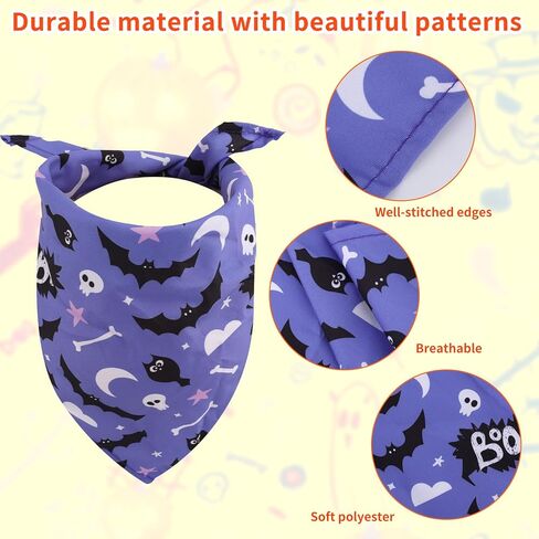 4pcs Halloween Dog Bandana, Adjustable Neckerchief Triangle Dog Scarf Pumpkin Ghost Spider Web Print Bibs Halloween Skeleton Puppy Handkerchief Costume Accessories for Small Medium Large Pet(Style A) in Saudi Arabia