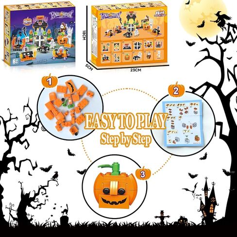 12 Pack Halloween Party Favors for Kids, Happy Halloween 12 in 1 Building Blocks Toy Gift, Halloween Mini Cute Bricks Goodie Bags Fillers Classroom Prizes for Kids Boys or Girls 6-12 in Saudi Arabia