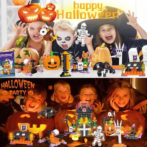 12 Pack Halloween Party Favors for Kids, Happy Halloween 12 in 1 Building Blocks Toy Gift, Halloween Mini Cute Bricks Goodie Bags Fillers Classroom Prizes for Kids Boys or Girls 6-12 in Saudi Arabia