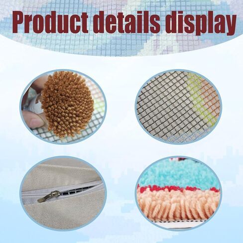 FREEBLOSS Sunset Latch Hook Kits for Adults Beginners DIY Throw Pillow Pre-Printed Hook and Latch Rug Kits Cross-Stitch Cushion Cover for Home Sofa Decoration 17x17in/43x43cm in Saudi Arabia