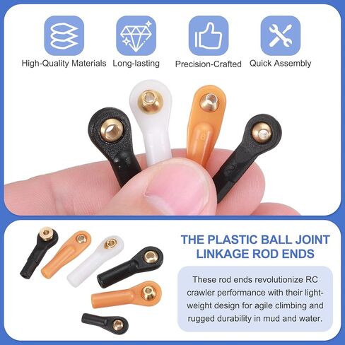 meccanixity m2.2xl26mm 2mm 2mm center hole rc rod plastic rod end link ball join kin jit ball head incoins stering reciage uccaseors for rc crawler car pack of 5 ، Orange in Saudi Arabia