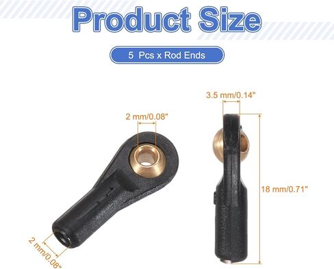 meccanixity m2.2xl26mm 2mm 2mm center hole rc rod plastic rod end link ball join kin jit ball head incoins stering reciage uccaseors for rc crawler car pack of 5 ، Orange in Saudi Arabia