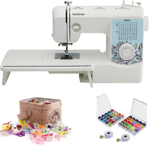 Brother XR3774 Wide Table Sewing and Quilting Machine with Built-in Stitches with Sewing Bundle (3 Items) in Saudi Arabia