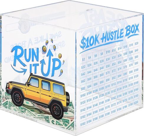 10K Smash Box Money Saving Challenge, Size Large (6.7 inch), Clear Acrylic Piggy Bank for Adults, Break to Open Cash Vault, Cash and Coin Collection Box in Saudi Arabia