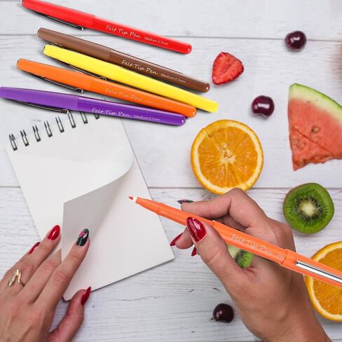 12 Count Scented Felt Tip Pens, 0.7mm Medium Point Felt Pens 12 Colors Markers Journal Planner for Teachers Students Journaling Writing Note Art Office School Supplies in Saudi Arabia