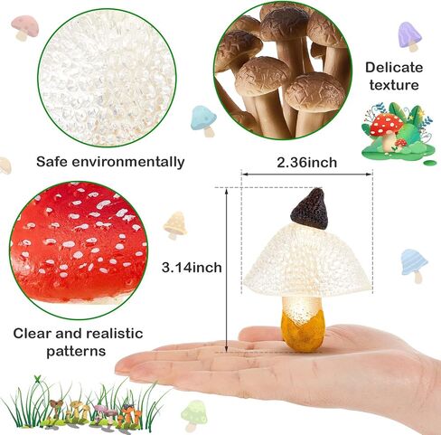 Deekin 12 PCS Figure Mini Miniatures التماثيل المصغرة المصغرة ديكور واقعية تحت عنوان الحفلات لمشاريع ديوراما التعلم هدايا عيد ميلاد (الفطر) in Saudi Arabia