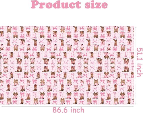 Coquette Bow Cowgirl Tablecloth 2PCS Western Cowgirl Birthday Party Supplies Pink Bowknot Boots Rodeo Bachelorette Party Table Cover for Wild West Baby Shower Decor in Saudi Arabia