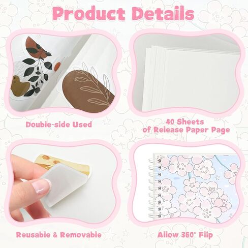 YUATCYA Large Sticker Collecting Book Storage Album 8.5 x 11 Inch Reusable Stickers Organizer Collection Notebook with 40 Sheets Blank Release Paper Letter Size (Cherry Blossoms) in Kuwait