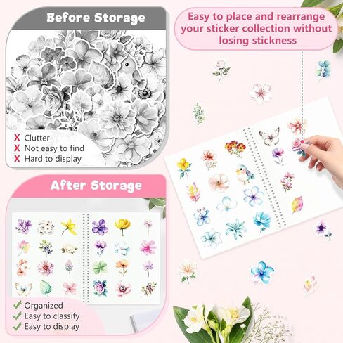 YUATCYA Large Sticker Collecting Book Storage Album 8.5 x 11 Inch Reusable Stickers Organizer Collection Notebook with 40 Sheets Blank Release Paper Letter Size (Cherry Blossoms) in Kuwait