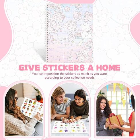 YUATCYA Large Sticker Collecting Book Storage Album 8.5 x 11 Inch Reusable Stickers Organizer Collection Notebook with 40 Sheets Blank Release Paper Letter Size (Cherry Blossoms) in Kuwait
