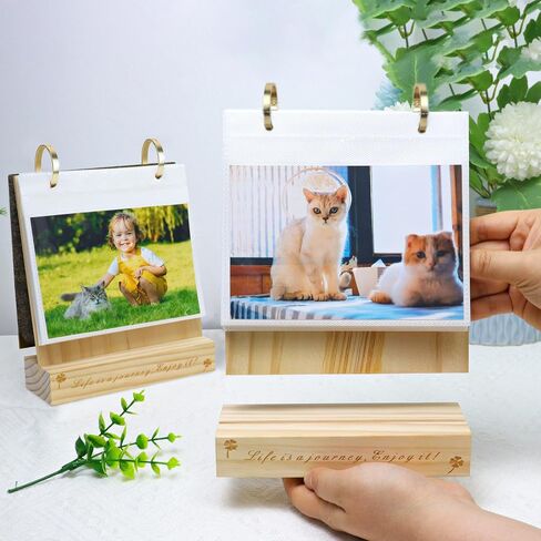 ZEEYUAN 60 Pockets of 4x6 Flip Photo Album on Stand Wooden 4x6 Photo Frame Desktop Photo Album in Kuwait