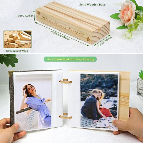ZEEYUAN 60 Pockets of 4x6 Flip Photo Album on Stand Wooden 4x6 Photo Frame Desktop Photo Album in Kuwait