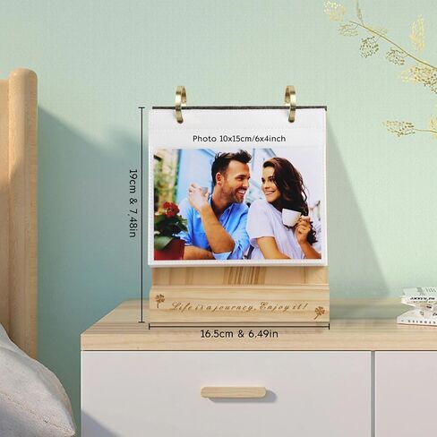 ZEEYUAN 60 Pockets of 4x6 Flip Photo Album on Stand Wooden 4x6 Photo Frame Desktop Photo Album in Kuwait