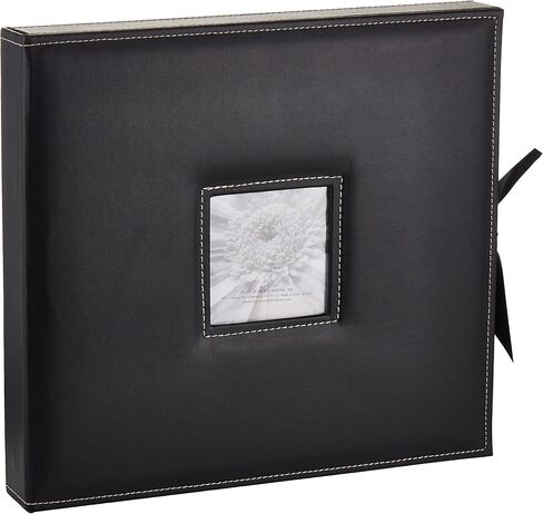 PIONEER 12 Inch by 12 Inch D-Ring Sewn Leatherette Scrapbook Box, Black in Saudi Arabia