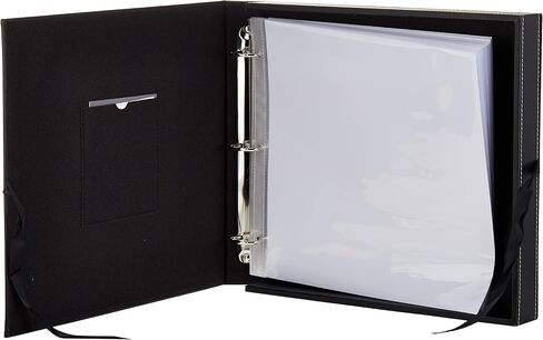 PIONEER 12 Inch by 12 Inch D-Ring Sewn Leatherette Scrapbook Box, Black in Saudi Arabia