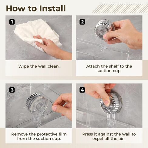 Transparent Suction Cup Storage Rack, 2 Pcs Corrugated Suction Cup Storage Holder, No Drilling, Adjustable Bathroom Kitchen Storage with Hooks, Glove, Cleaning Sponge, Cloth in Saudi Arabia