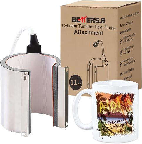 BetterSub Mug Cup Press Heating Transfer Attachment Silica Gel 110V for Heat Press Machine Transfer Sublimation Cylindrical (US Cylindrical 11oz) in Saudi Arabia